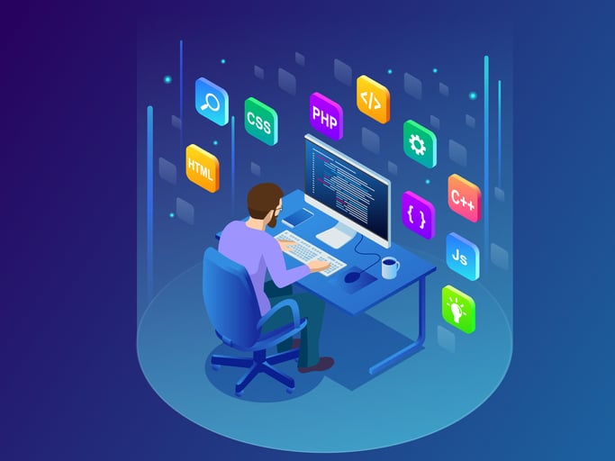 Desktop source code and technology background, Developer or